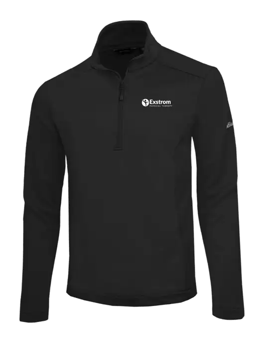 Eddie Bauer Black Smooth Mid Layer Fleece 1/2-Zip w/Exstrom Logo