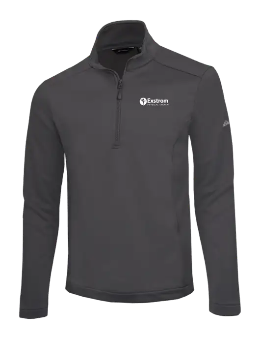 Eddie Bauer Dark Grey Smooth Mid Layer Fleece 1/2-Zip w/Exstrom Logo