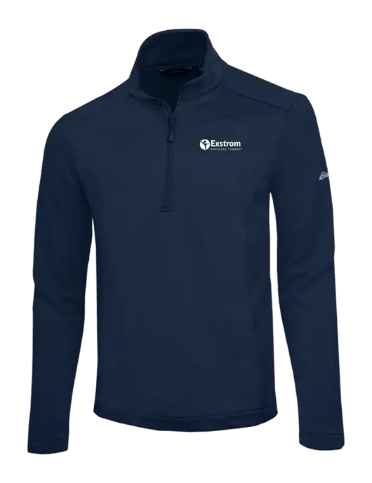 Eddie Bauer Navy Smooth Mid Layer Fleece 1/2-Zip w/Exstrom Logo