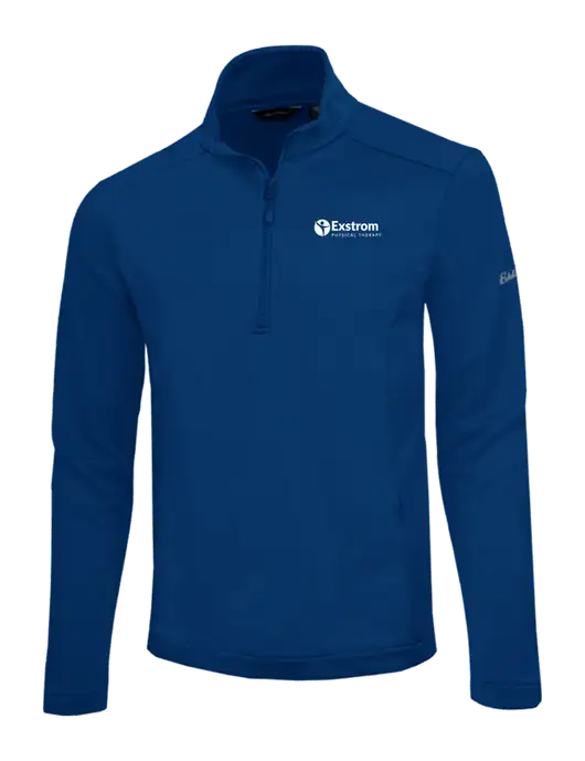 Eddie Bauer Dark Royal Smooth Mid Layer Fleece 1/2-Zip w/Exstrom Logo