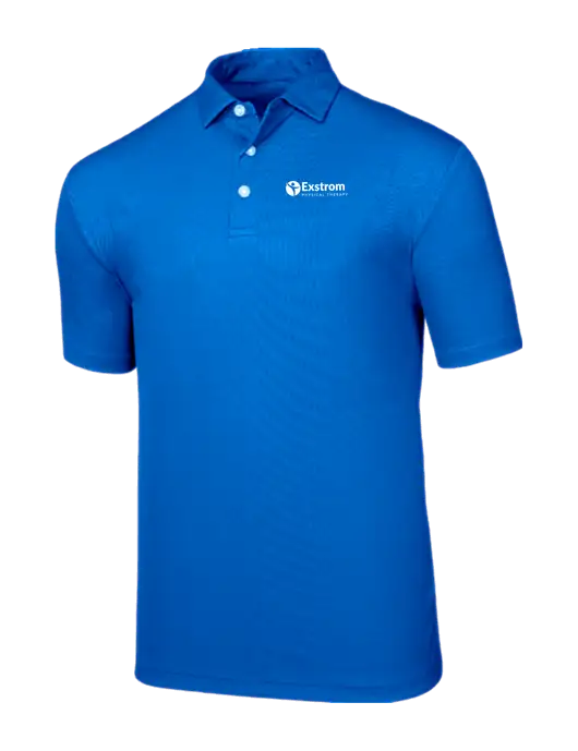 Callaway Birdseye Dark Carolina Blue Polo w/Exstrom Logo