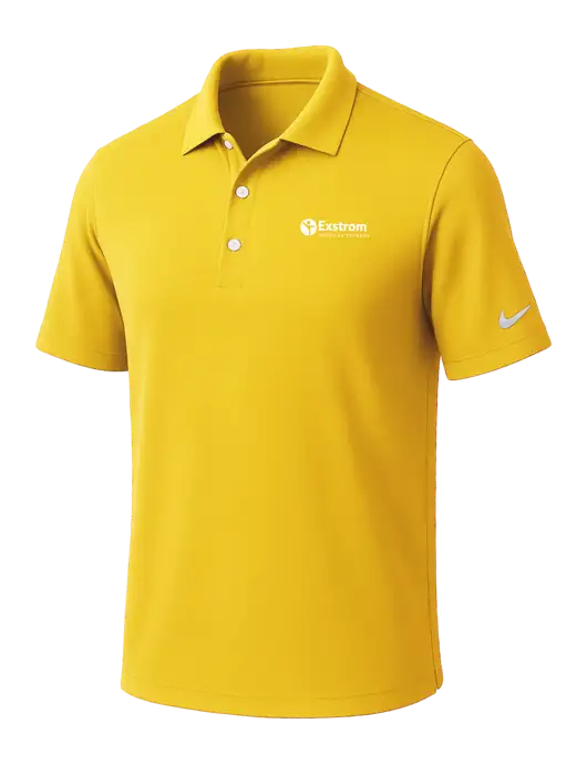 NIKE Yellow Gold Dri-Fit Micro Pique 2.0 Polo
 w/Exstrom Logo