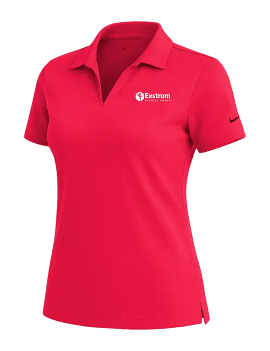 NIKE Red Womens Dri-Fit Micro Pique Polo w/Exstrom Logo