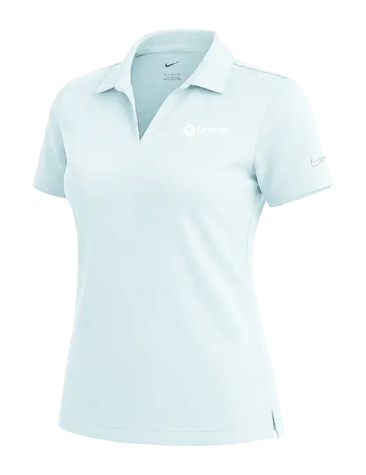 NIKE Very Light Blue Womens Dri-Fit Micro Pique Polo w/Exstrom Logo