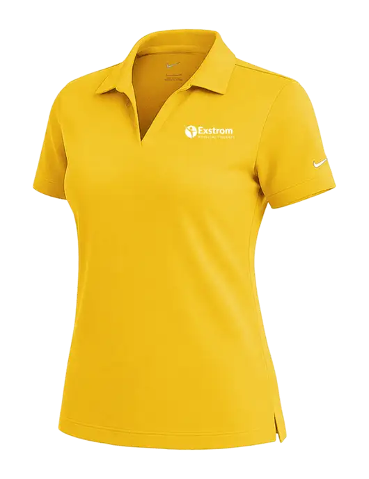 NIKE Yellow Gold Womens Dri-Fit Micro Pique Polo w/Exstrom Logo