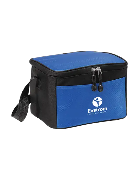 6 Can Twilight Blue/Black Cube Cooler w/Exstrom Logo