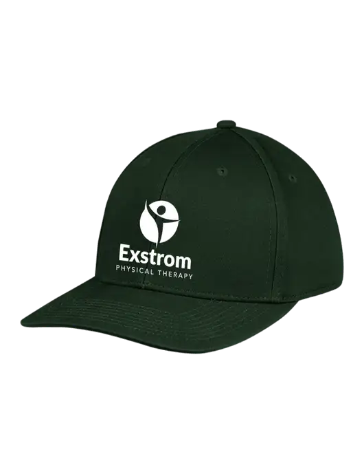 Premium Modern Structured Twill Dark Green Snapback Cap w/Exstrom Logo