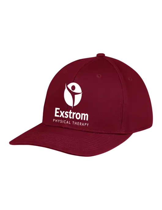 Premium Modern Structured Twill Maroon Snapback Cap w/Exstrom Logo