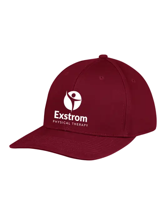 Premium Modern Structured Twill Maroon Snapback Cap w/Exstrom Logo