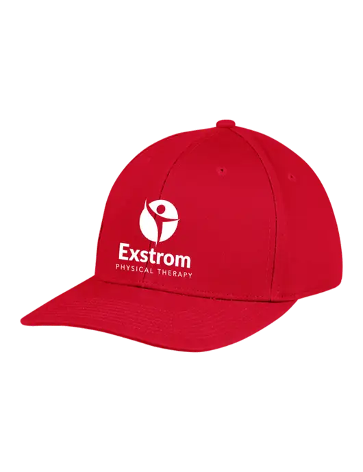 Premium Modern Structured Twill Red Snapback Cap w/Exstrom Logo