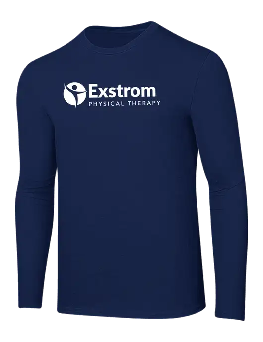 Ring Spun Navy 4.5 oz Long Sleeve T-Shirt w/Exstrom Logo