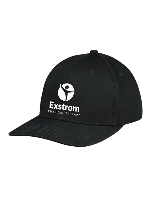 Premium Modern Structured Twill Black Snapback Cap w/Exstrom Logo
