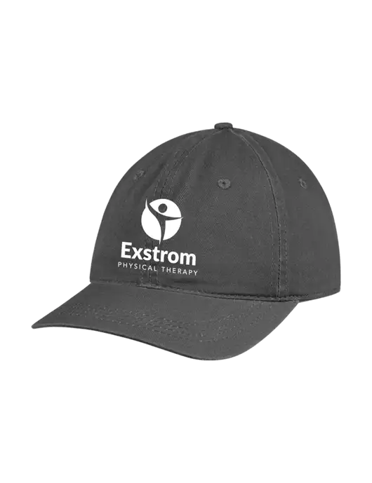 Garment Washed Unstructured Twill Charcoal Cap w/Exstrom Logo