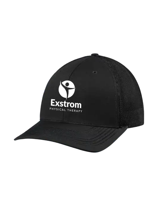 Richardson Adjustable Snapback Original 112 Trucker Cap Black w/Black Mesh w/Exstrom Logo