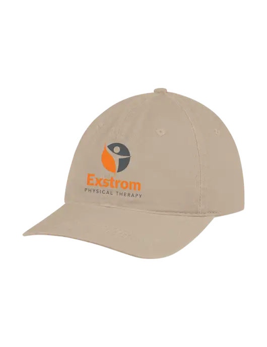 Garment Washed Unstructured Twill Tan Cap w/Exstrom Logo