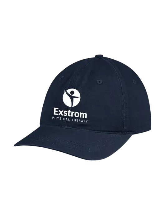 Garment Washed Unstructured Twill Navy Cap w/Exstrom Logo