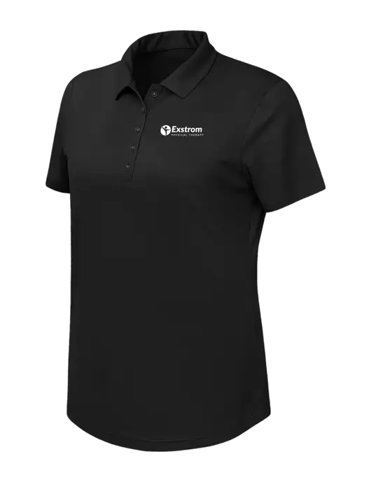 Callaway Womens Birdseye Black Polo w/Exstrom Logo