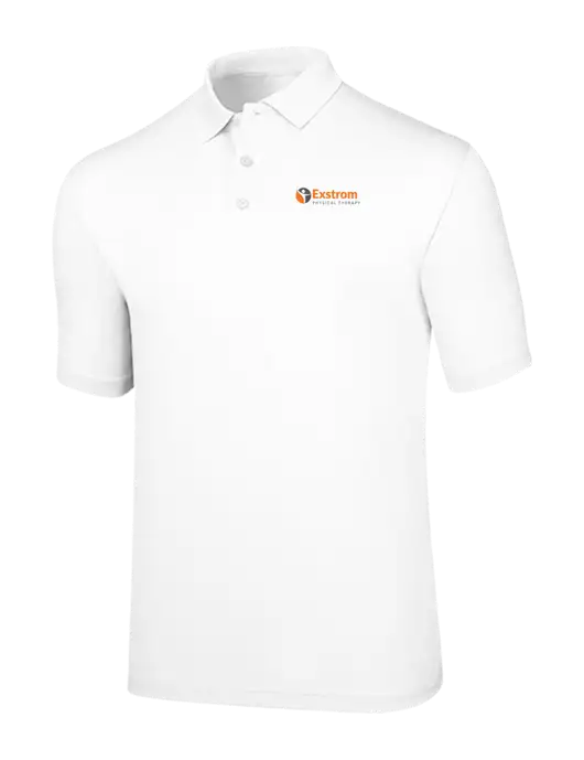 Callaway Opti-Dri White Chev Polo w/Exstrom Logo