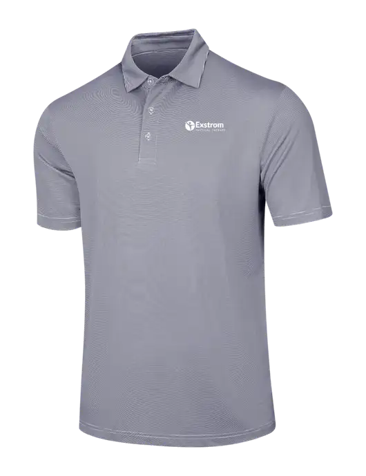 Callaway Navy Fine Line Stripe Polo w/Exstrom Logo
