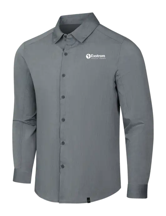 OGIO Medium Grey Heather Commuter Woven Shirt w/Exstrom Logo
