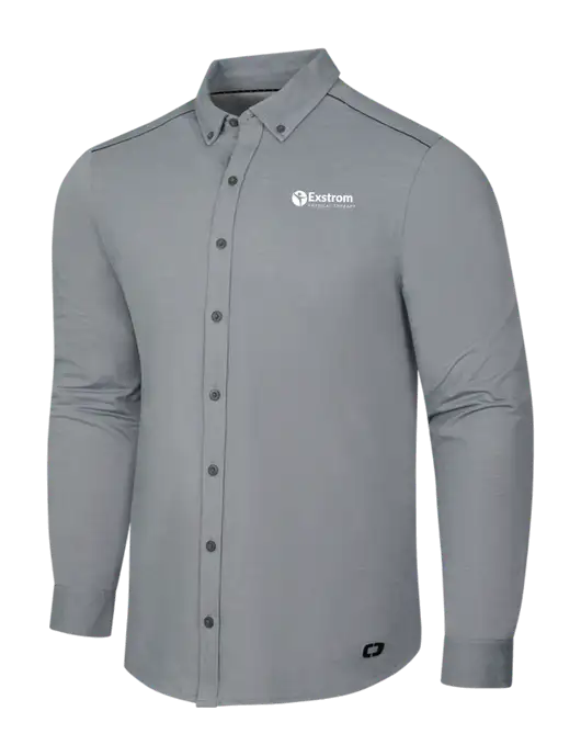 OGIO Medium Grey Heather Modern Code Stretch Button-Up Shirt w/Exstrom Logo