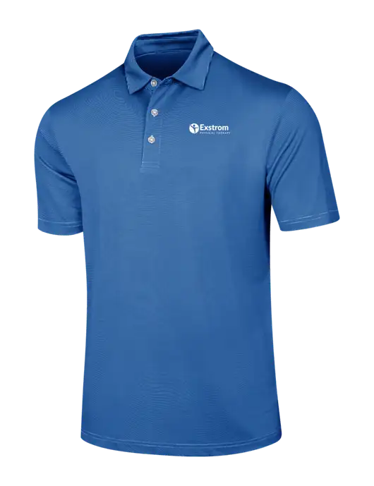 Callaway Royal Blue Fine Line Stripe Polo w/Exstrom Logo