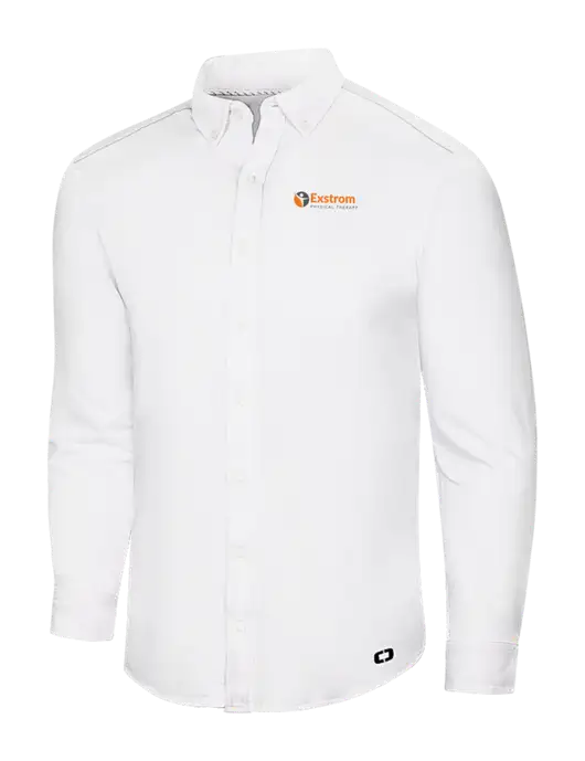 OGIO Bright White Modern Code Stretch Button-Up Shirt w/Exstrom Logo