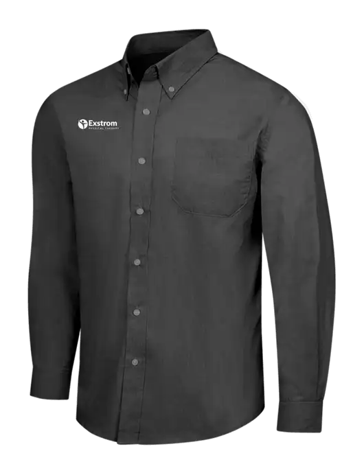 Soft Black Crosshatch Easy Care Shirt w/Exstrom Logo
