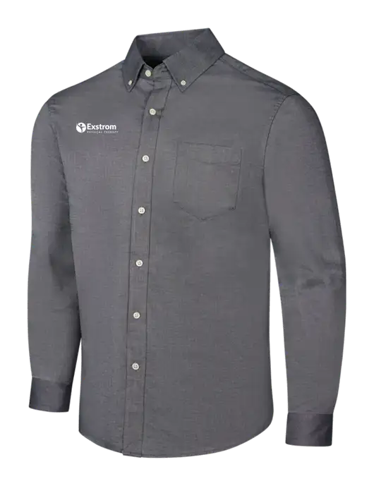 Dark Grey SuperPro Oxford Shirt w/Exstrom Logo