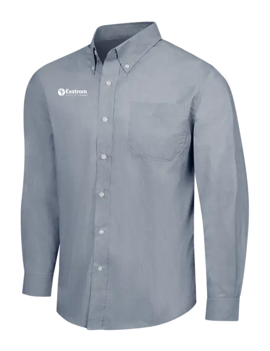 Navy Frost Crosshatch Easy Care Shirt w/Exstrom Logo
