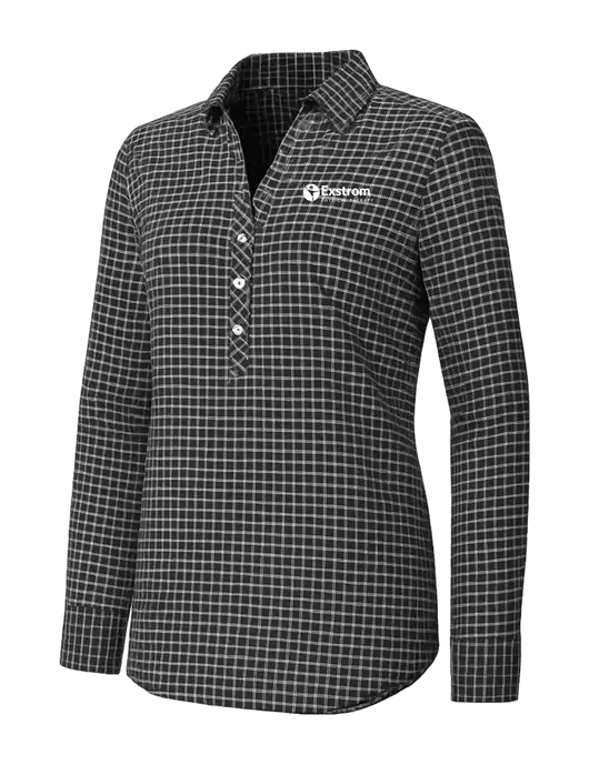 Womens Dark Grey/White City Stretch Shirt w/Exstrom Logo