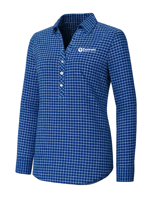 Womens Navy/White City Stretch Shirt w/Exstrom Logo