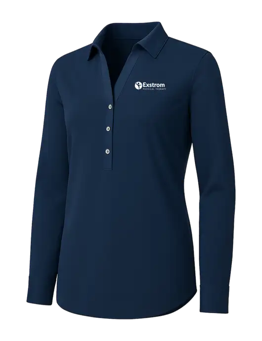 Womens Navy City Stretch Shirt w/Exstrom Logo