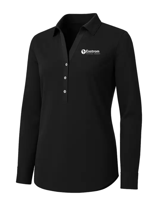 Womens Black City Stretch Shirt w/Exstrom Logo
