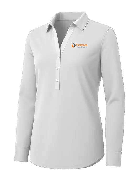Womens White City Stretch Shirt w/Exstrom Logo