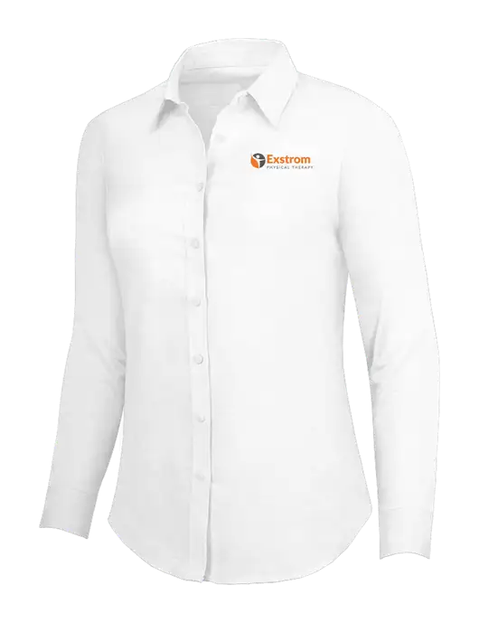 White Womens SuperPro Oxford Shirt w/Exstrom Logo