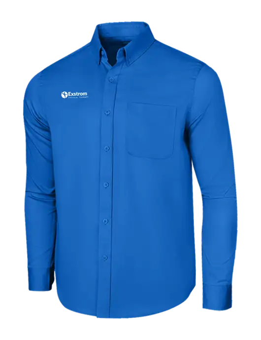 Long Sleeve Royal Blue Superpro React Twill Shirt w/Exstrom Logo