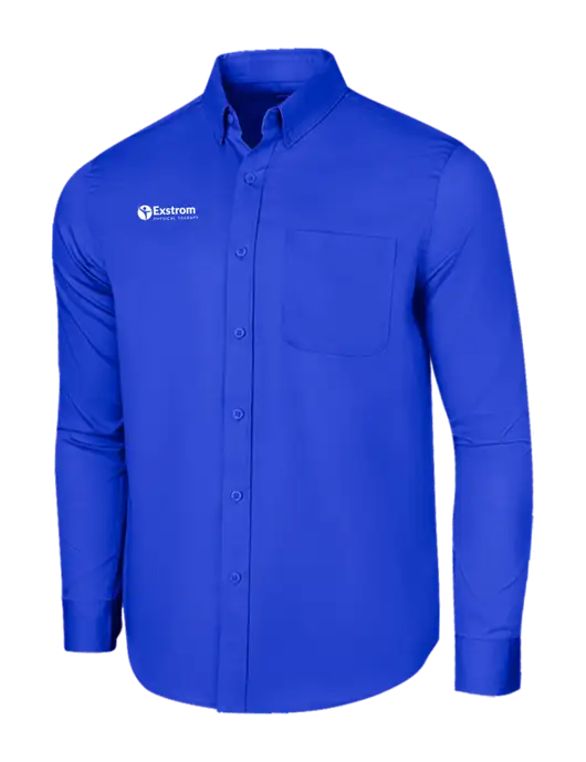 Long Sleeve Dark Royal Superpro React Twill Shirt w/Exstrom Logo