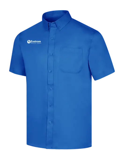 Short Sleeve Royal Blue Superpro React Twill Shirt w/Exstrom Logo