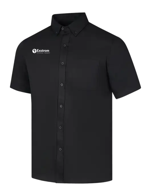 Short Sleeve Deep Black Superpro React Twill Shirt w/Exstrom Logo