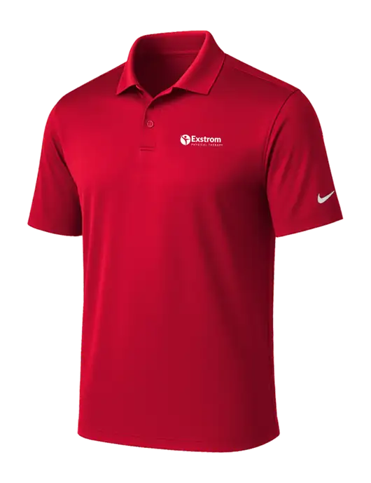 NIKE Red Victory Solid Polo w/Exstrom Logo