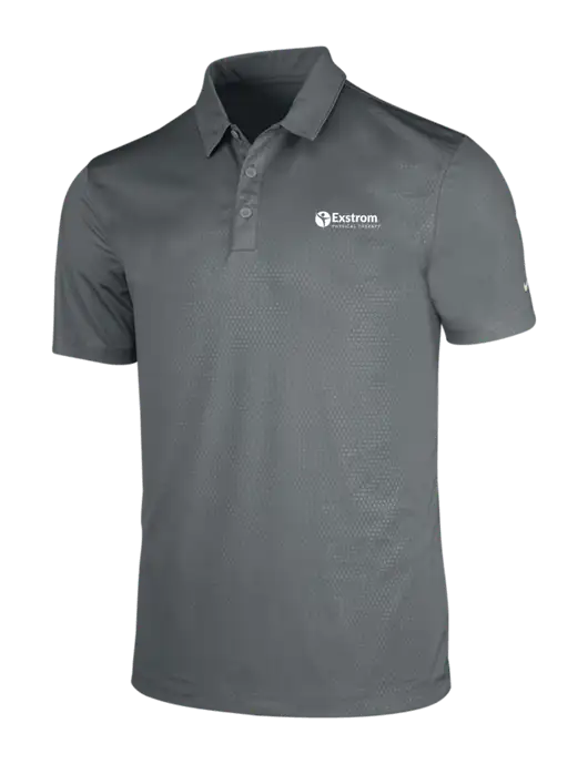 NIKE Medium Grey Dri-Fit Embossed Tri-Blade Polo w/Exstrom Logo