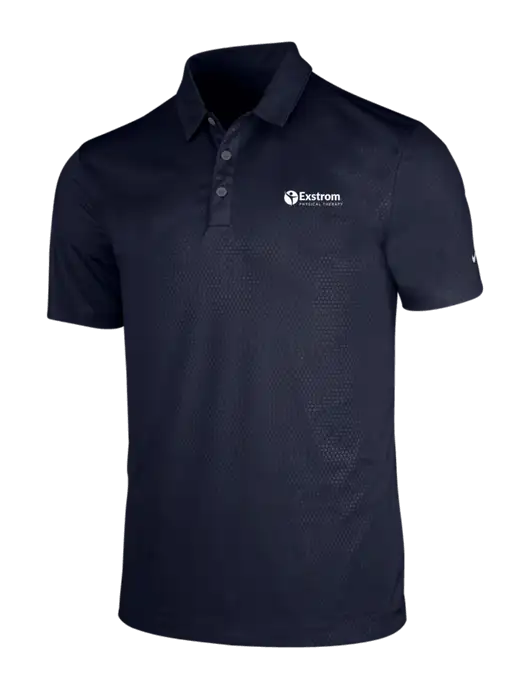NIKE Dark Navy Dri-Fit Embossed Tri-Blade Polo w/Exstrom Logo