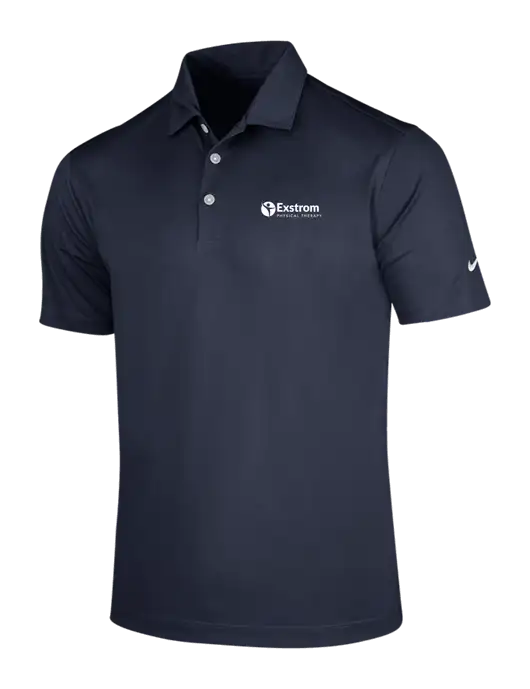 NIKE Dark Navy Dri-Fit Vertical Mesh Polo w/Exstrom Logo