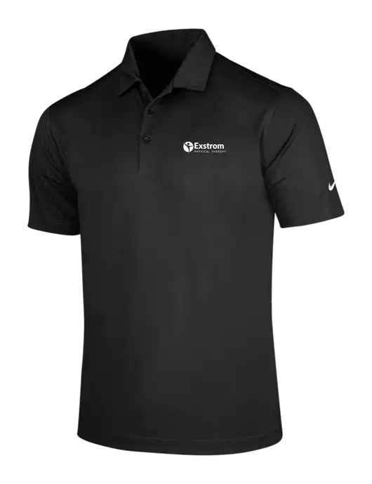 NIKE Black Dri-Fit Vertical Mesh Polo w/Exstrom Logo