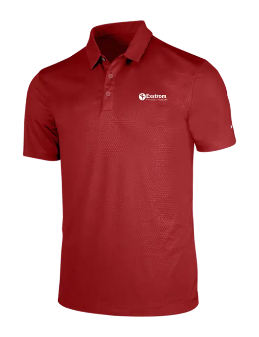 NIKE Red Dri-Fit Embossed Tri-Blade Polo w/Exstrom Logo