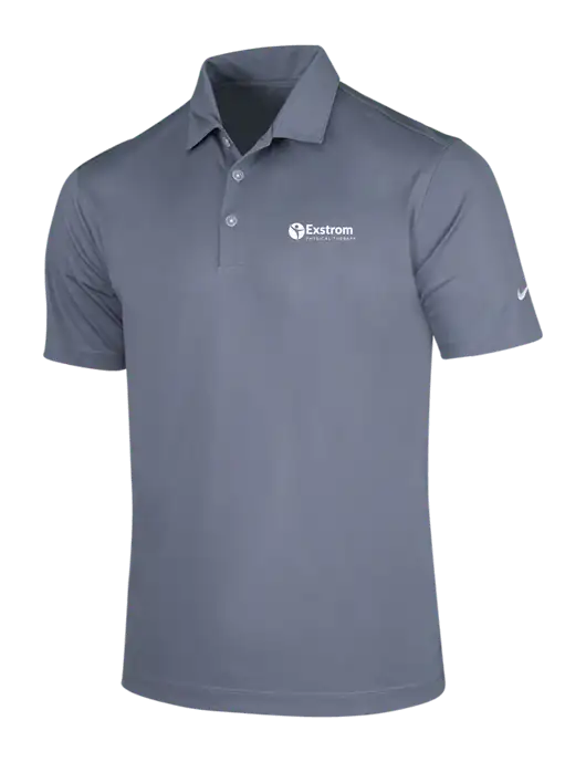 NIKE Medium Grey Dri-Fit Vertical Mesh Polo w/Exstrom Logo