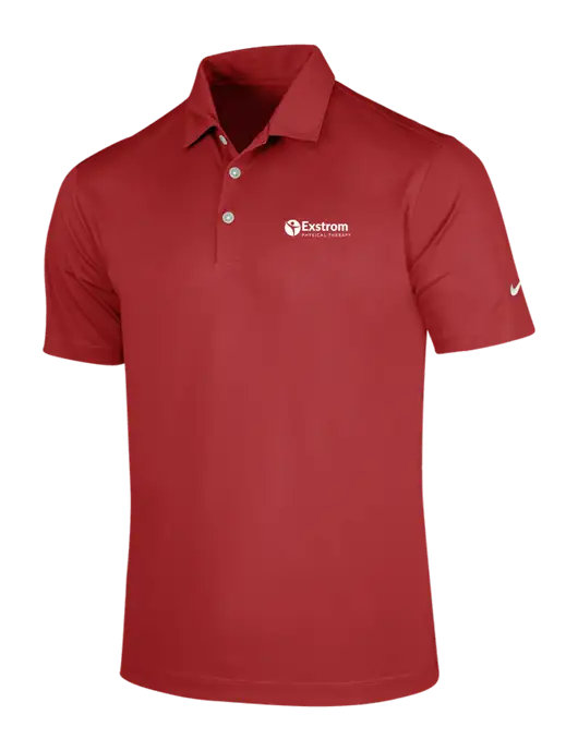 NIKE Red Dri-Fit Vertical Mesh Polo w/Exstrom Logo