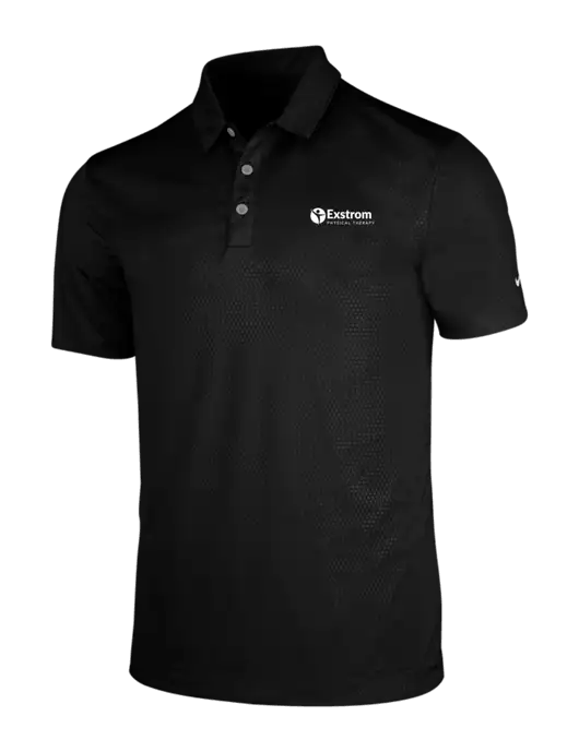 NIKE Black Dri-Fit Embossed Tri-Blade Polo w/Exstrom Logo