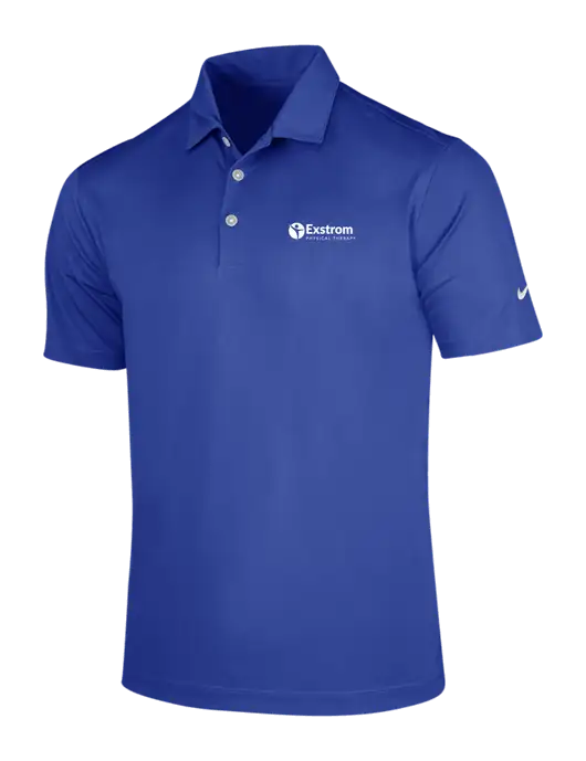 NIKE Dark Royal Dri-Fit Vertical Mesh Polo w/Exstrom Logo